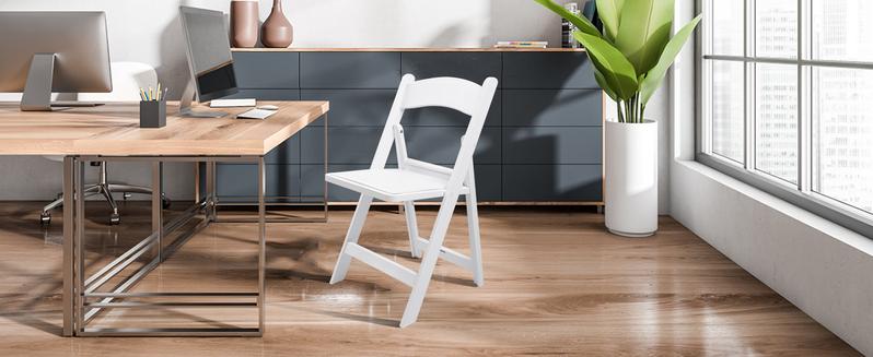 White Resin Folding Chair with Cushion & Backrest,700LB Weight Capacity Event Chair,Indoor/Outdoor Lightweight Foldable Chair for Meeting Room/Party/Hotel/Garden