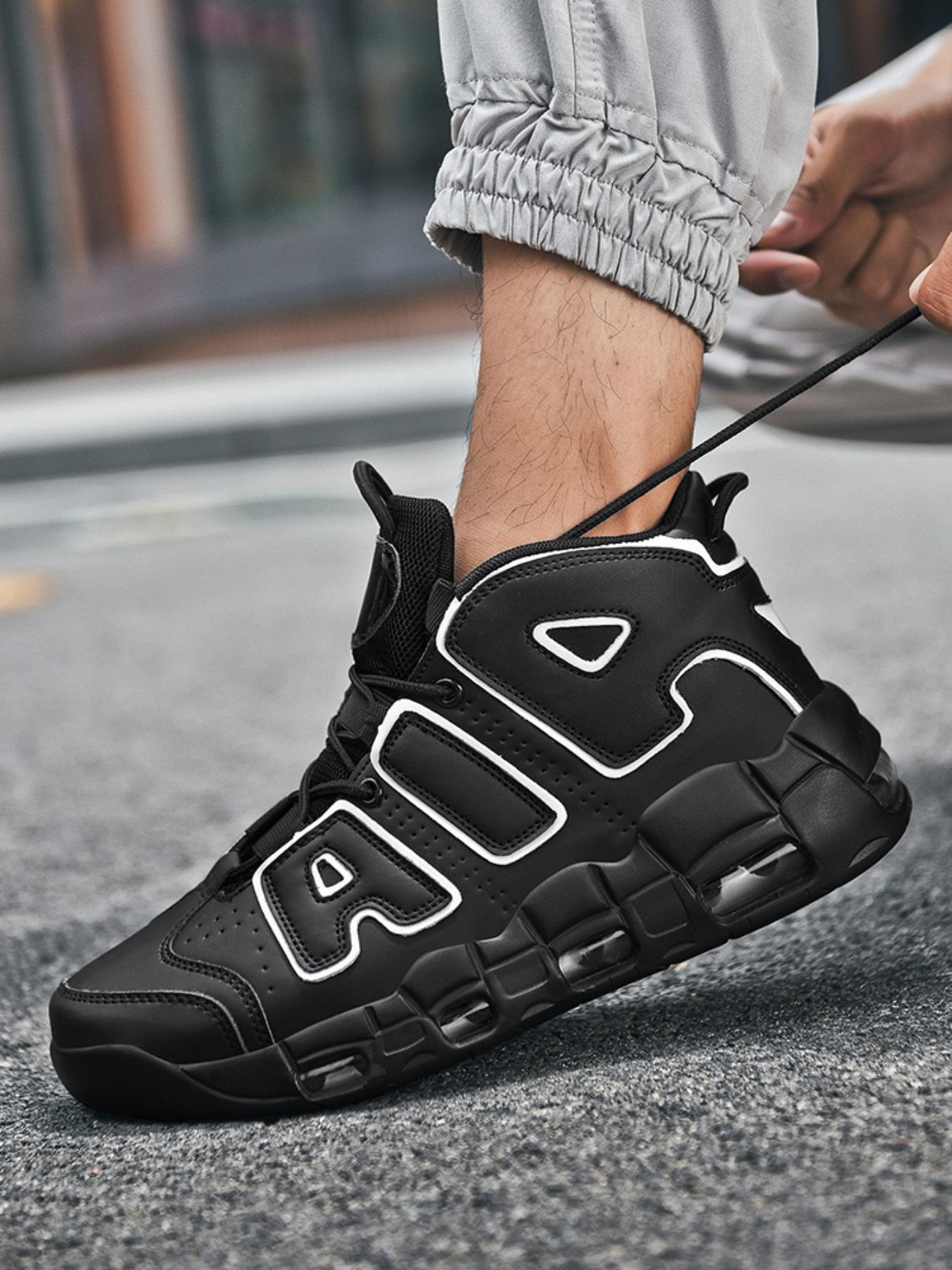 Men's High-Top Fashion Sneakers, Comfortable Breathable Running Shoes, Striped PU Leather, Medium Width, All Seasons