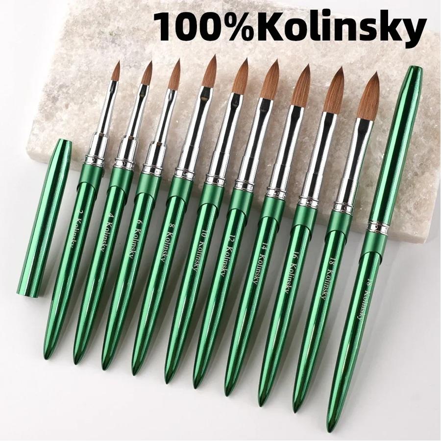 100%Kolinsky Acrylic Nail Brush Good Quality Nail Art Design Mink Brush Wood Handle Gel Builder Manicure Brush Drawing Tools Nail Care Tool Nail Supplies