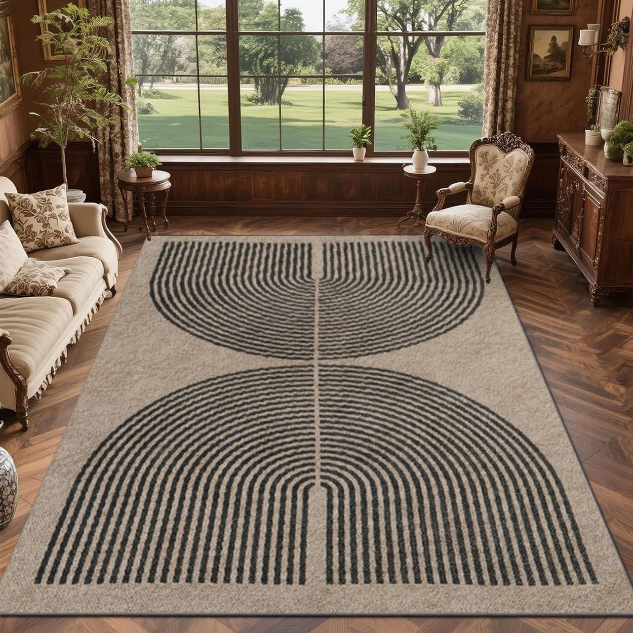Velvet soft and comfortable patterned printed carpet, Geometric pattern rug, suitable for multiple scenarios, available in various sizes, soft and non-shedding.