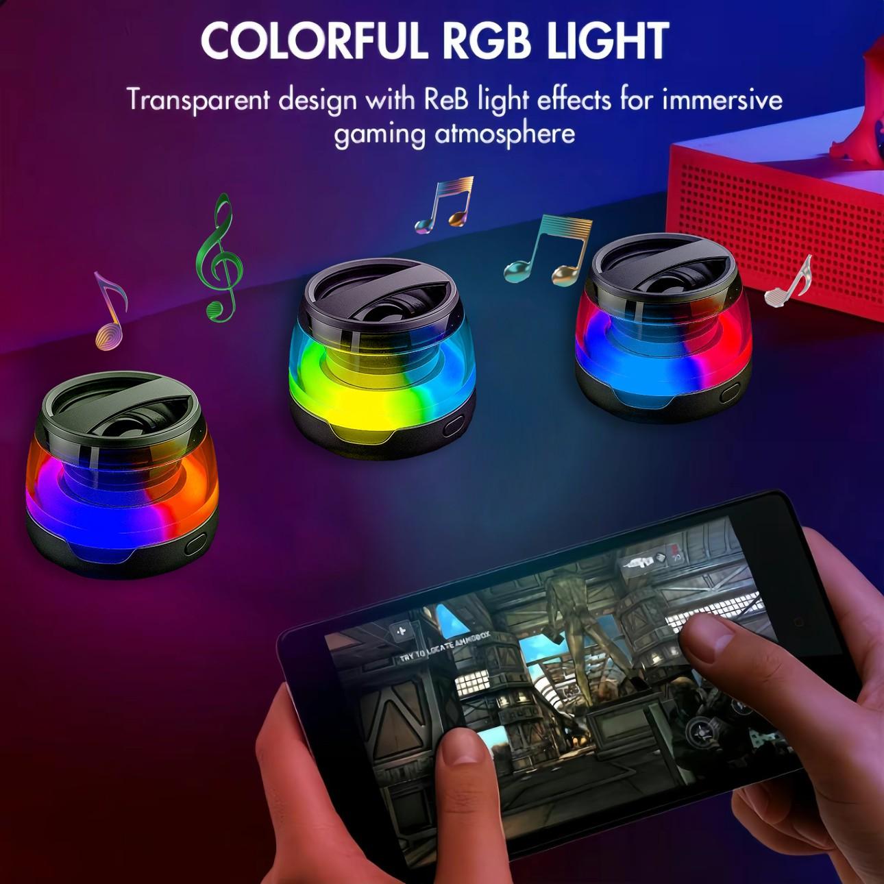 RGB Bluetooth Speaker - Tiny Portable with Magnetic Phone Holder| Wireless Sound + Charging| Compact Office Home Use
