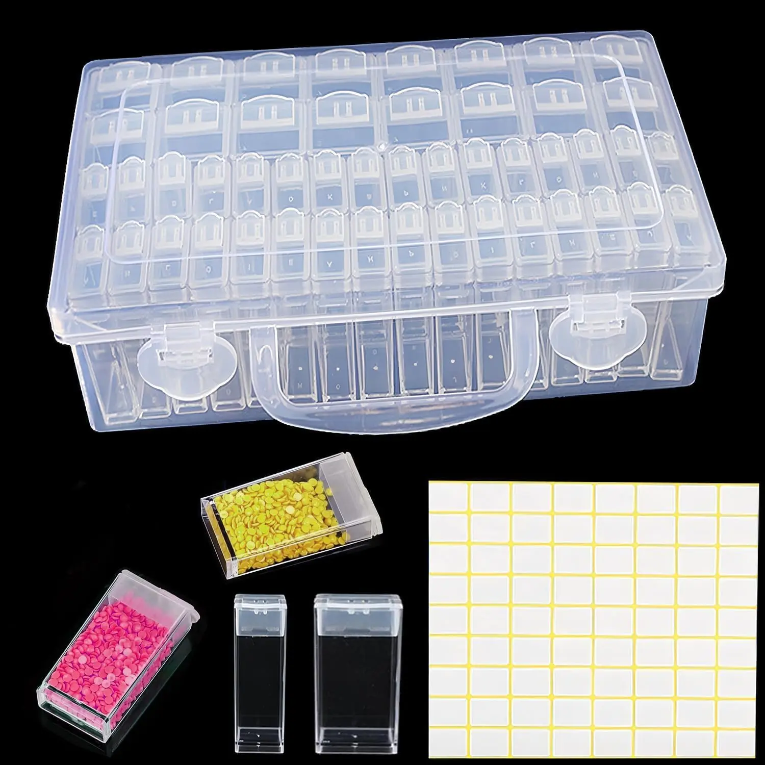 Painting Storage Container, 48 Slots Portable Bead Organizer Box with  Art Accessories and Tools for DIY Craft  Bead Storage