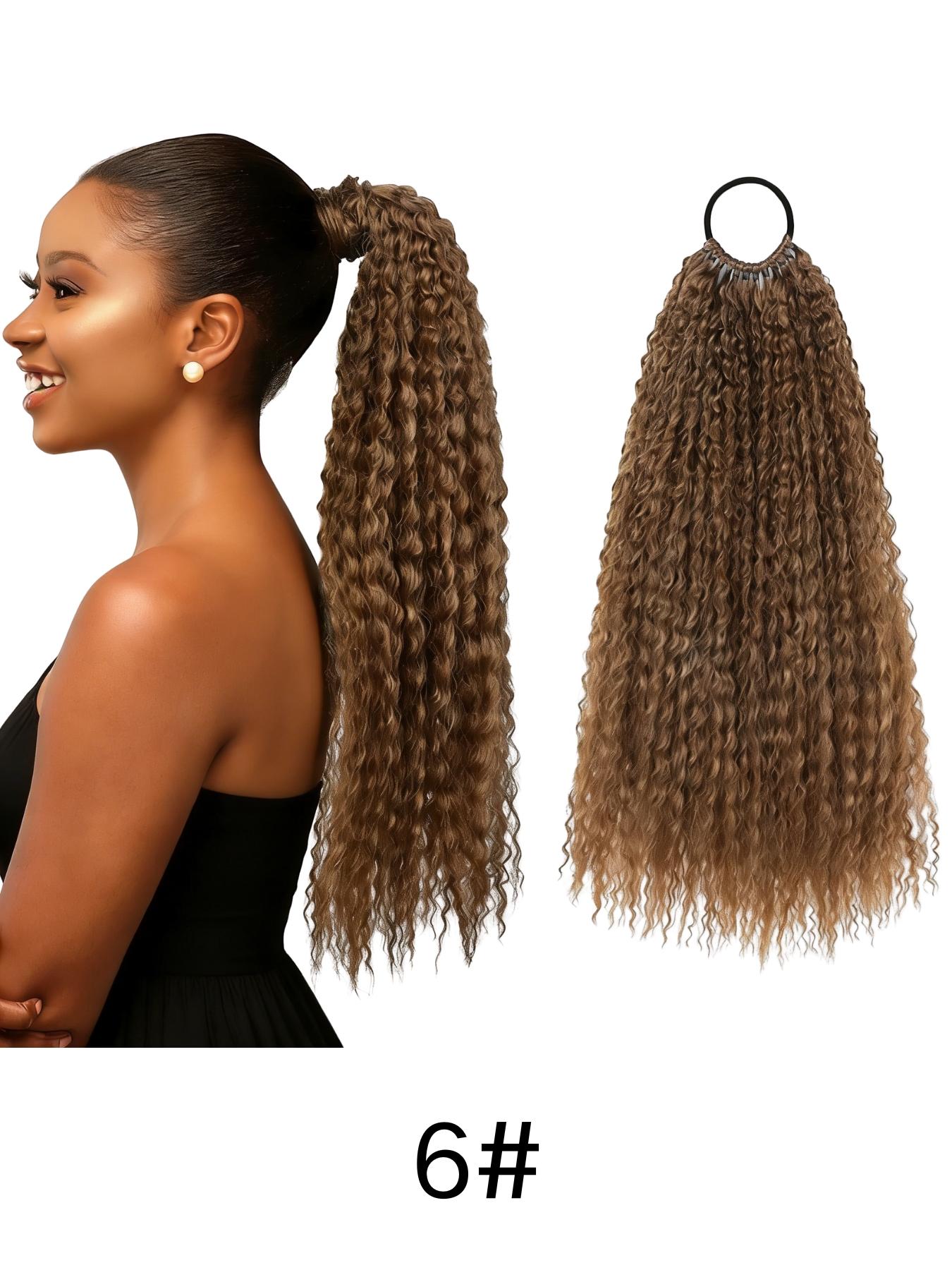 African Braided Hair Extension, Long Curly Corn Silk Ponytail, 12 Strand Screw Roll Messy Dreadlocks, Suitable for Daily Wear