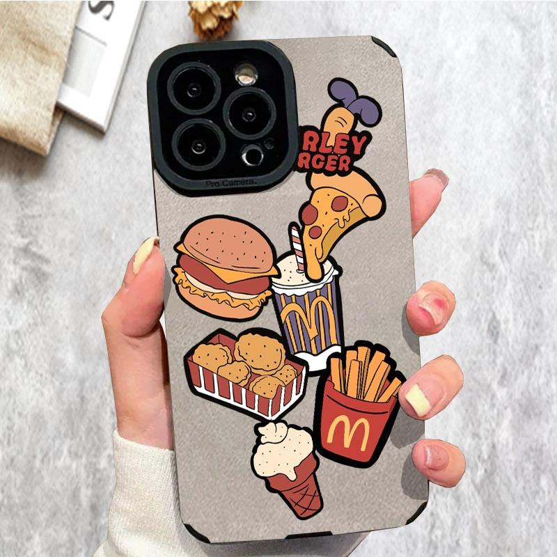 Fast Food Cartoon Phone Case, Multiple Colors/Specs Available, Durable Protective Cover for Phones, Stylish Design with Hamburger, Pizza, Fried Chicken & More, Perfect for Daily Use, Trendy Phone Accessory