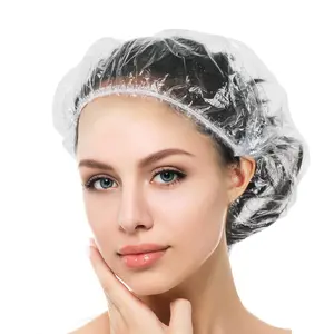 Auban 100PCS Disposable Clear Shower Caps Thick Waterproof Elastic Large Bath Caps Travel Hotel Essential
