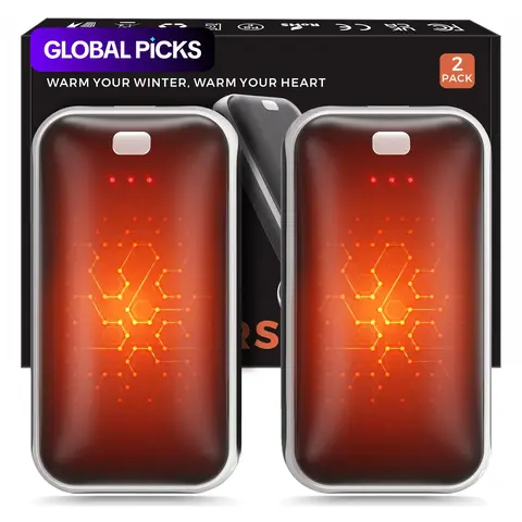 USB Rechargeable Hand Warmers, 2 Pack Reusable Pocket Hand Warmers, 3 Heating Levels, Winter Gifts for Men & Women, Stocking Stuffers for Golf, Hunting, Hiking & Outdoor Activities