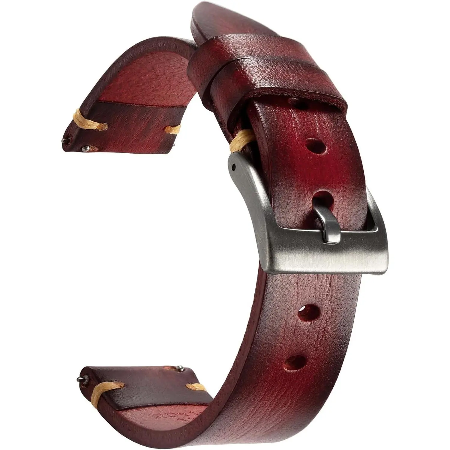 Retro Handmade Watch Band, Quick Release Vintage Leather Watch Strap Replacement,Choice of Width-18mm 20mm 22mm 24mm or 26mm