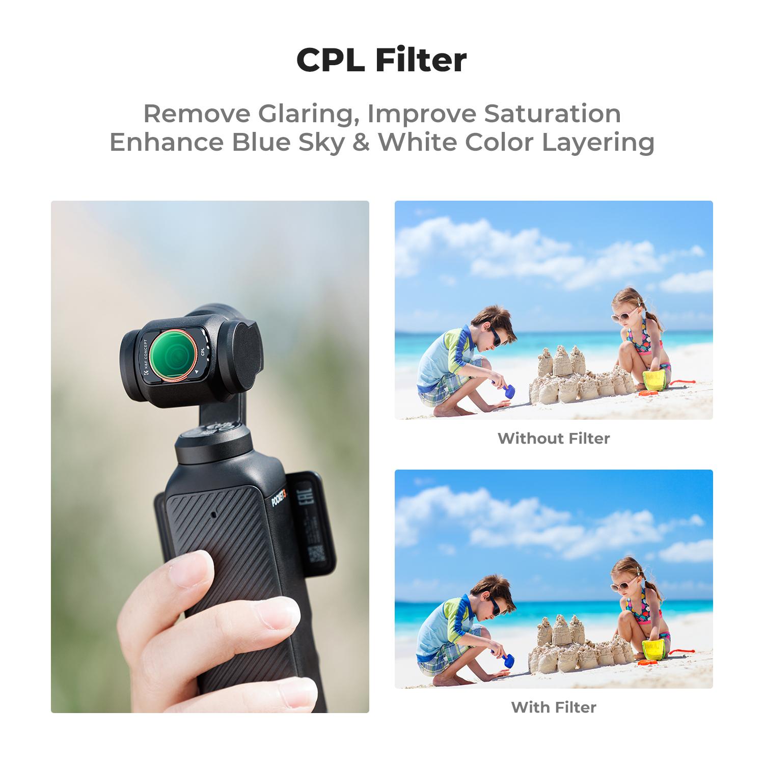 [K&F CONCEPT]Magnetic Effect & ND & CPL Filter Set Compatible with DJI Osmo Pocket 3, 3 Pack CPL Black Diffusion 1/4 ND2-32 Filters Accessories, HD Optical Glass/Multi-Coated