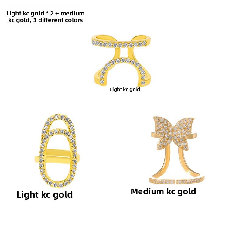 New Zircon Inlaid Nail Ring for Women Personalized Detachable Finger Ring Trendy Fashionable Jewelry Accessory Sparkling Beautiful Rings