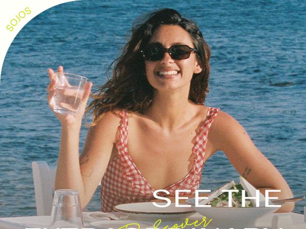 SOJOS Retro Rectangular Polarized Sunglasses Womens Mens, 80s 90s Small Trendy Slim Narrow Square Sunnies