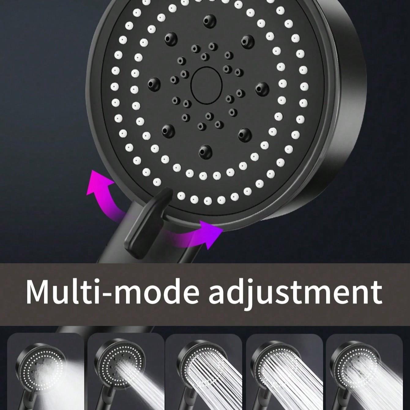 Shower Head Set with Hose and Base, No Drilling Installation, 150cm Long Shower Accessories, Easy Assembly, Bathroom Essentials