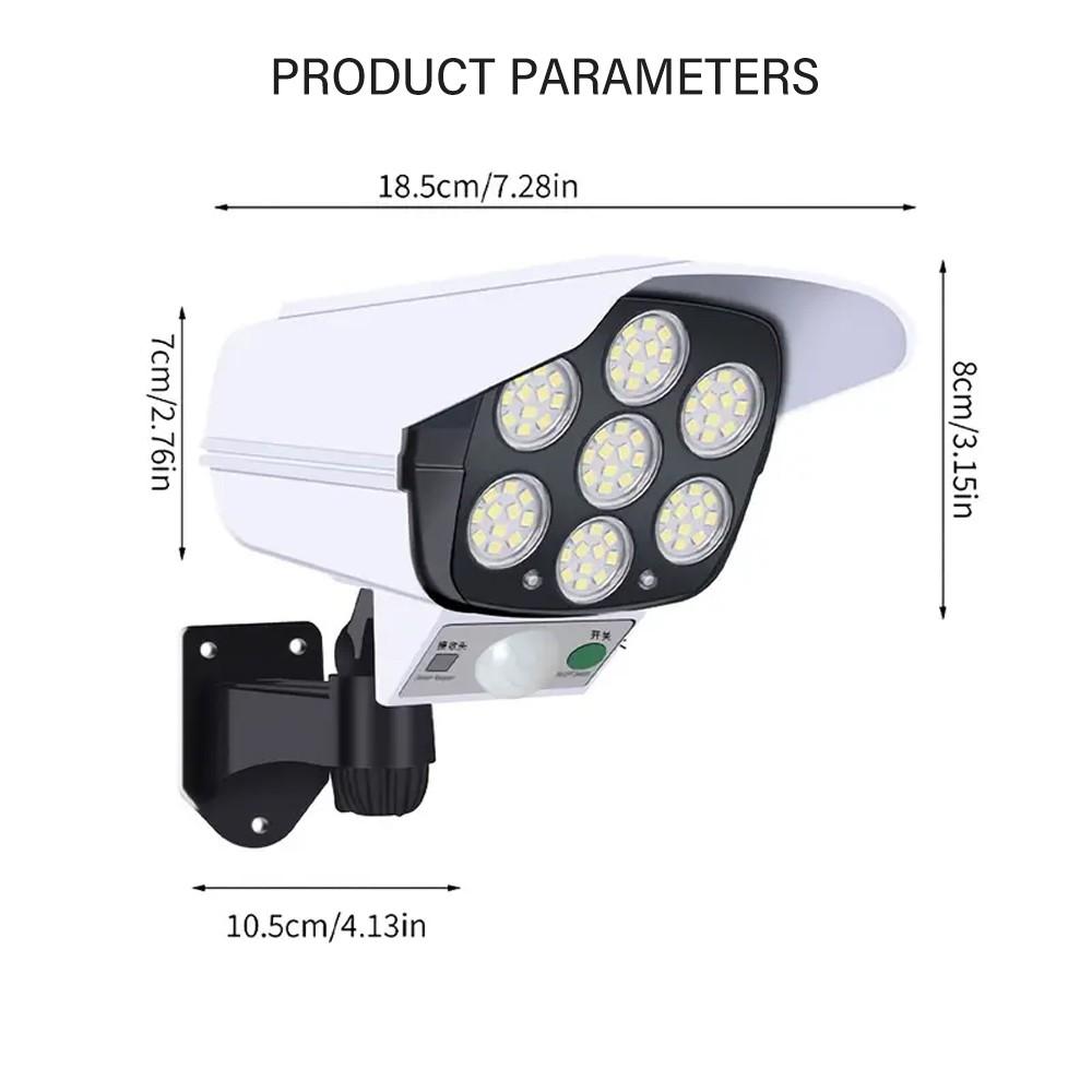 Solar Light Remote Control 77LEDs with 3-Mode Simulation Camera Outdoor Lighting Solution Solar Security Lights Durable and Efficient Design Perfect for Camping and Gardening
