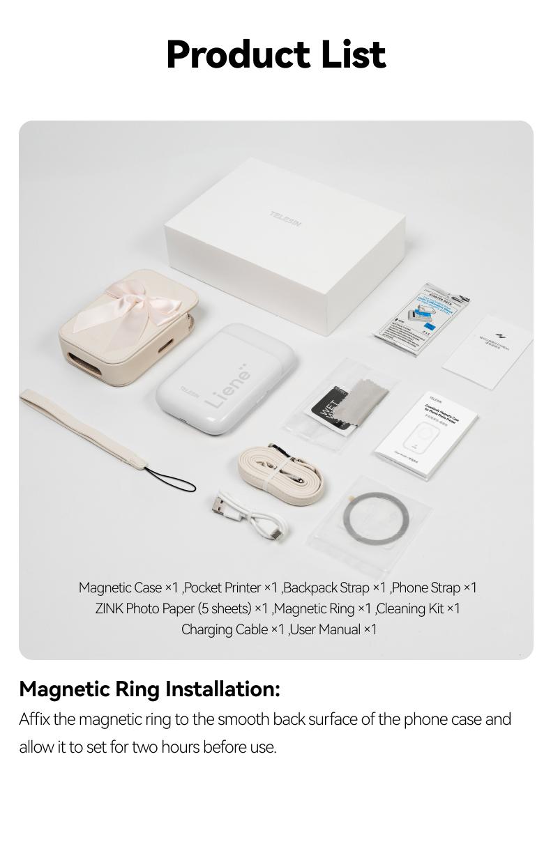 【TikTokShopFallDealsForYou】TELESIN Instant Camera Kit – Bluetooth Pocket Photo Printer with Magnetic Case, ZINK Inkless Printing, Adhesive Photos, Works with Foldable Phones, Perfect On-the-Go Gift for Moms