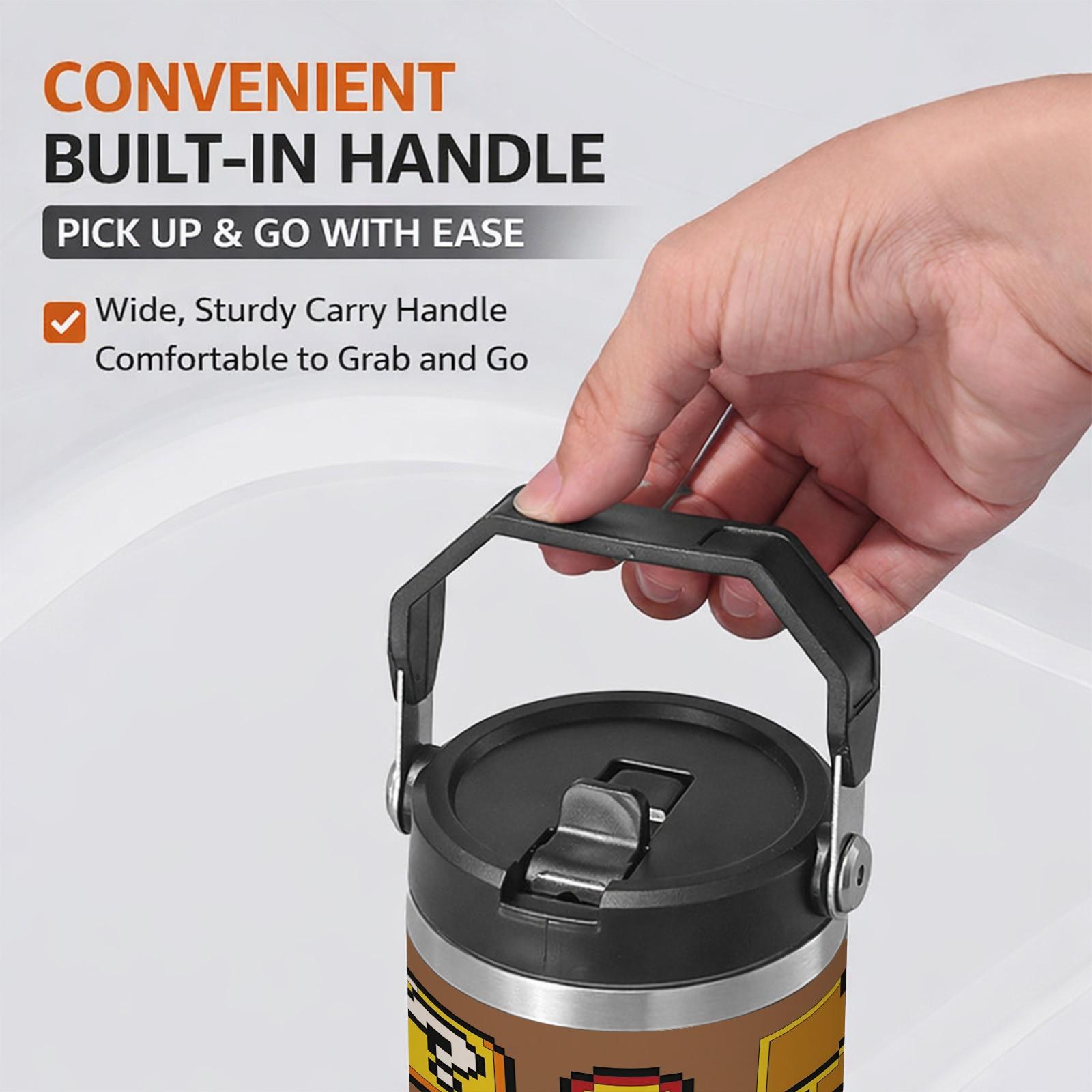 1 Pc Insulated Mug 30oz Skinny Tumbler With Handle And Lid, Double Wall Vacuum Cup, Leak Proof Thermal Mug, Keeps Hot 12 Hours Cold 24 Hours, Retro Gaming Style Travel Mug For Coffee Tea, Gift For Men Women Holiday Daily Use