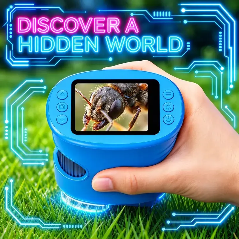 [2027 Upgrade] 1000X Handheld Microscope for Kids with 4K 2.0" Screen, Photo & Video Camera, Rechargeable and Portable, a Fun STEM Gift & Birthday Present for Ages 3+,back to school