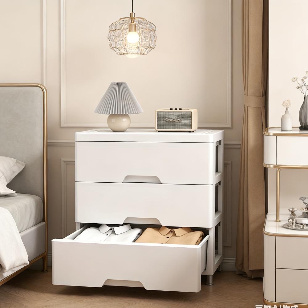 Household drawer-style movable storage cabinet, waterproof and moisture-proof stackable storage box, multi-purpose organizer suitable for all seasons. Ideal for storing clothes in the bedroom and documents in the office.