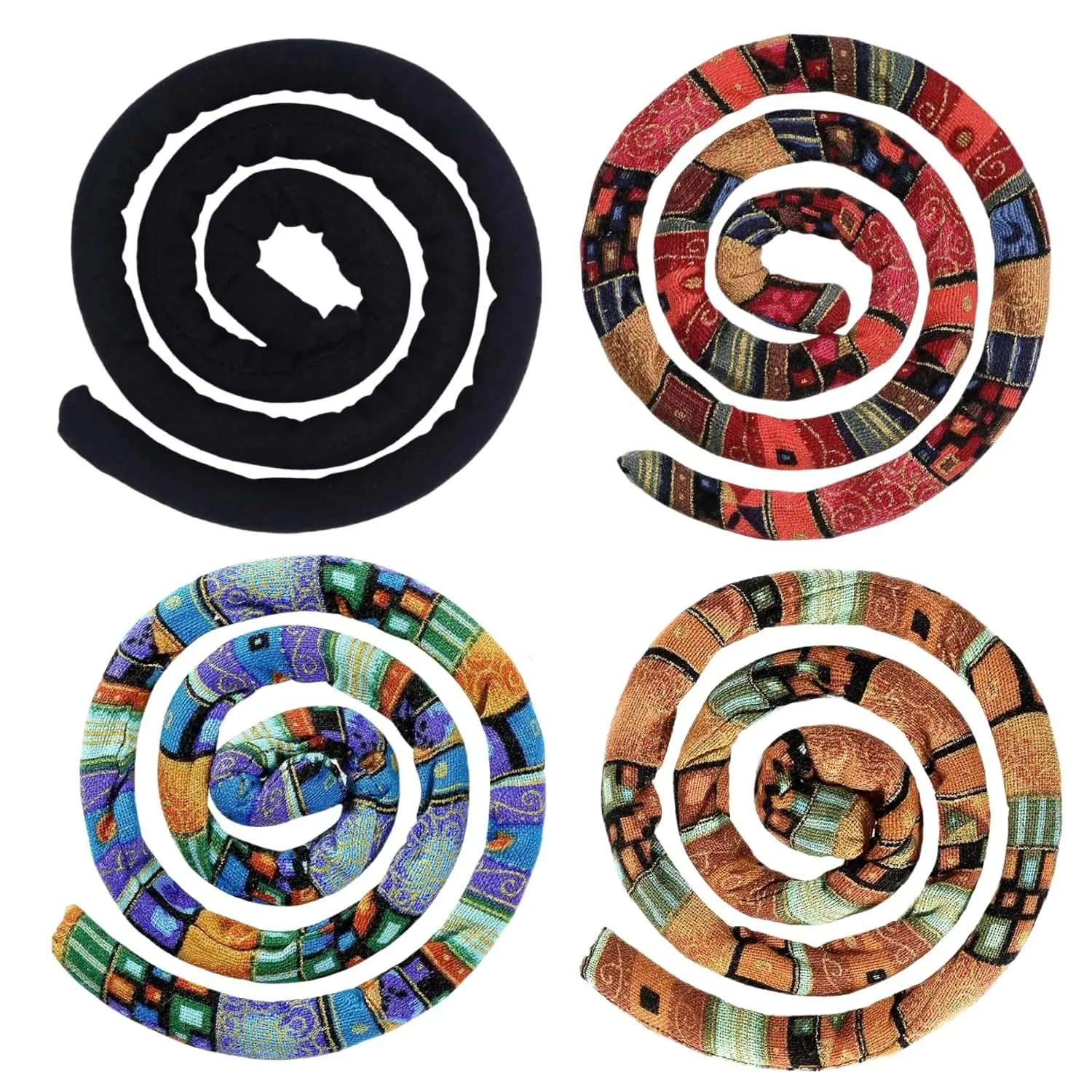4 Pieces Spiral Lock Hair Tie for Dreadlocks - Iron Wire Embedded, Bendable Ponytail Holders - Long Dreadlock Accessory for Women & Men with Thick Curly Hair