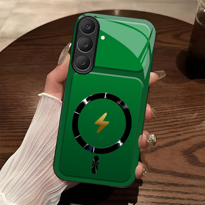 Lightning Bolt Design Gloss MagSafe Compatible Shockproof Protective Cover with Precision Magnet Ring for [Galaxy S25 Fe] 952