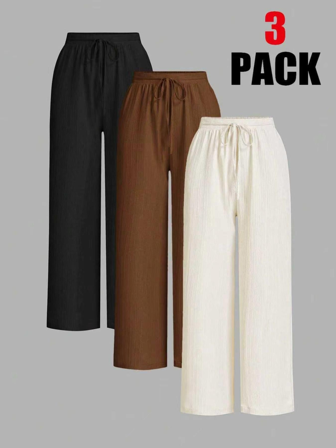 Women's Solid Color Wide Leg Pants, Casual Fashion Trousers, Casual Comfy Essential Elastic Tie Front Trousers for Daily Wear, Ladies Bottoms for All Seasons, Casual Lounge Pants Women's Solid Color Wide Leg Pants, Casual Fashion Trousers, Casual Comfy Essential Elastic Tie Front Trousers for Daily Wear, Ladies Bottoms for All Seasons, Casual Lounge Pants