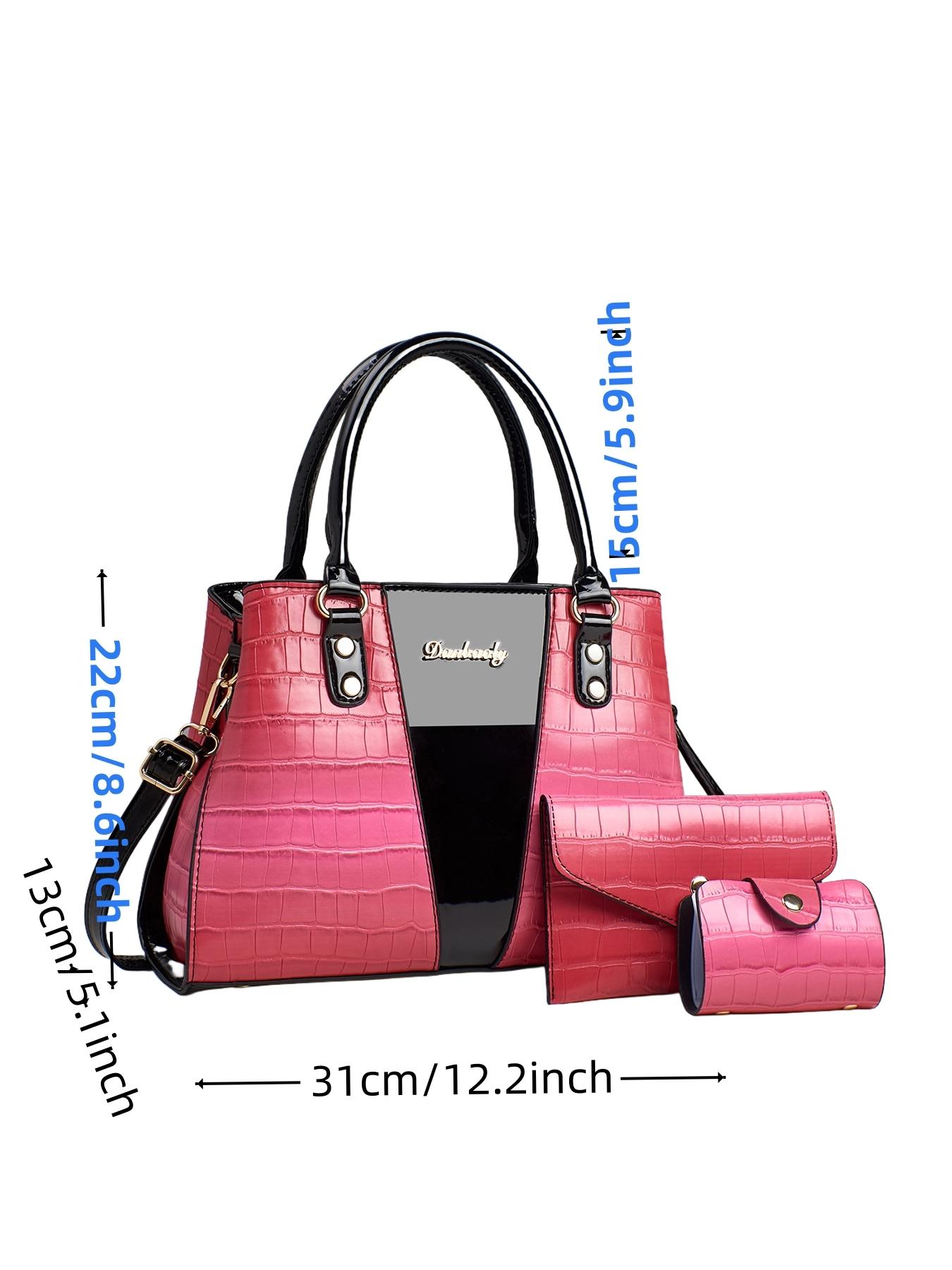Gradient Crocodile Pattern Handbag Set, Fashionable Large Capacity Multi-Layer Bag, Includes Coin Purse & Card Holder, Ideal for Women