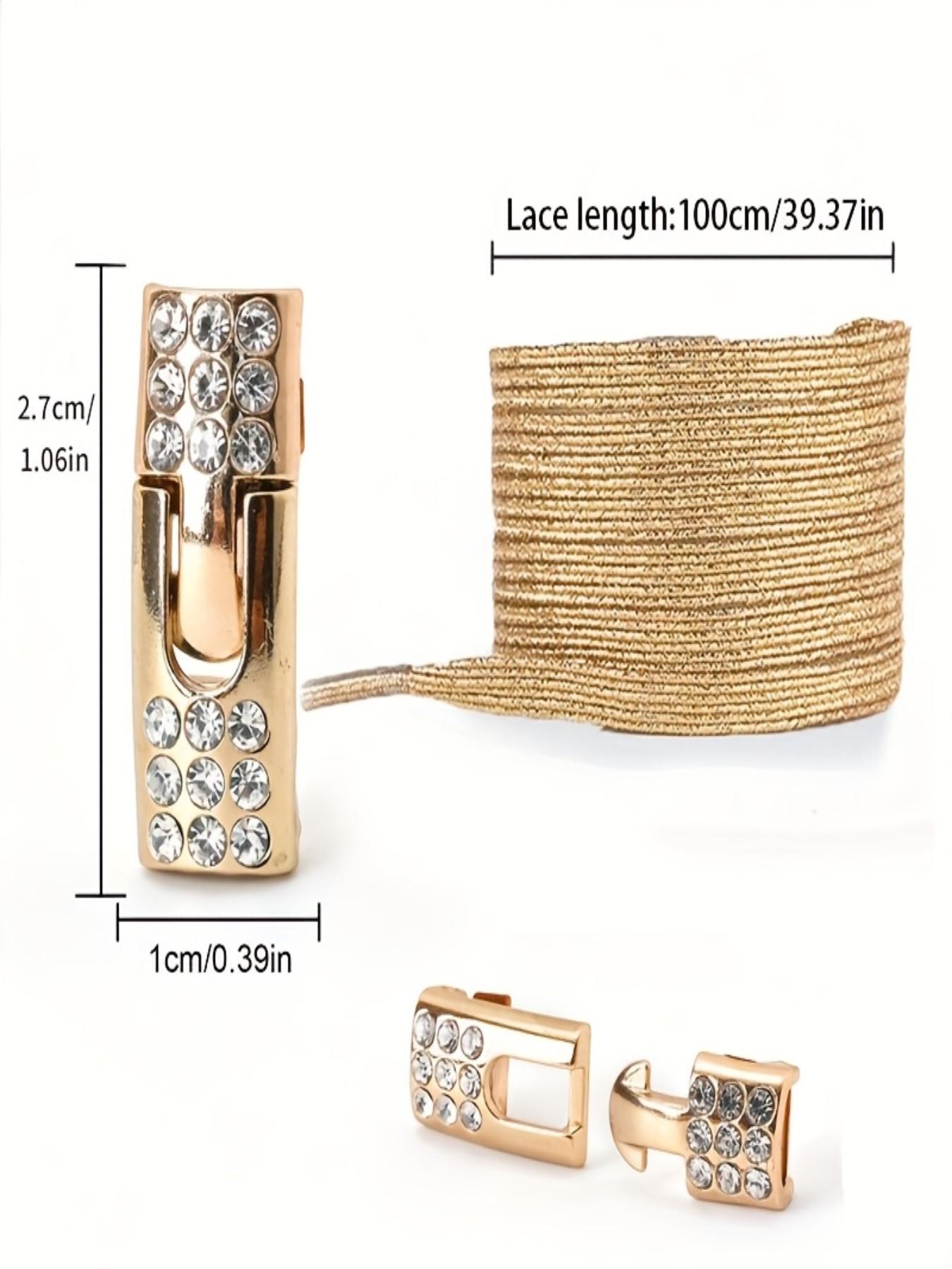 Diamond Buckle Shoe Laces, No-Remove Shoelaces, 2 Elastic Bands and 2 Buckles, Colorful Gradient Shoelaces for Casual and Sports Shoes, Stretchy Shoelaces