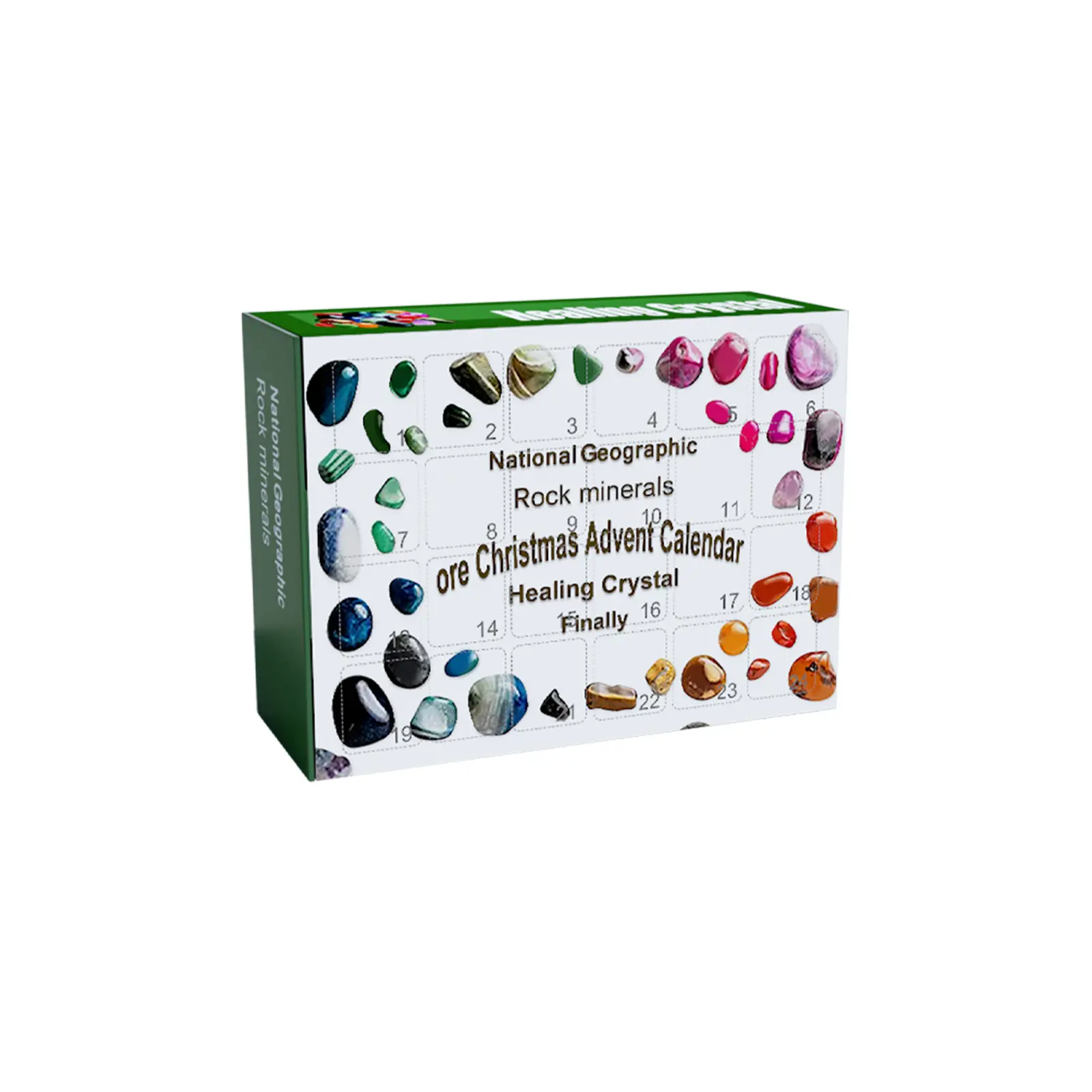 Dowmoo 24-Grid Natural Ore Surprise Blind Box, 24-Day Countdown Gemstone Guess Toy, Kids Christmas Advent Calendar Gift Box