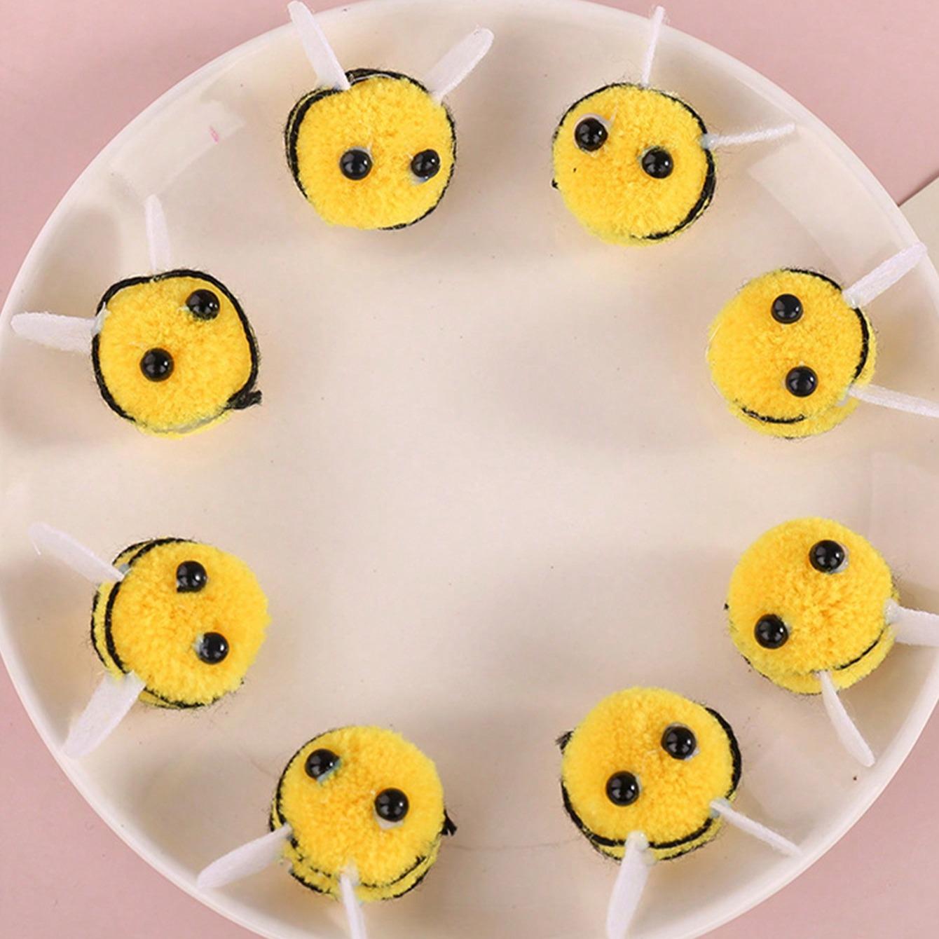 Handmade DIY Crafts Bee Ball Toys Set, Party Room Decorative Fabric Planters, Fun Insect Design, Choose Quantity (5/10/15)
