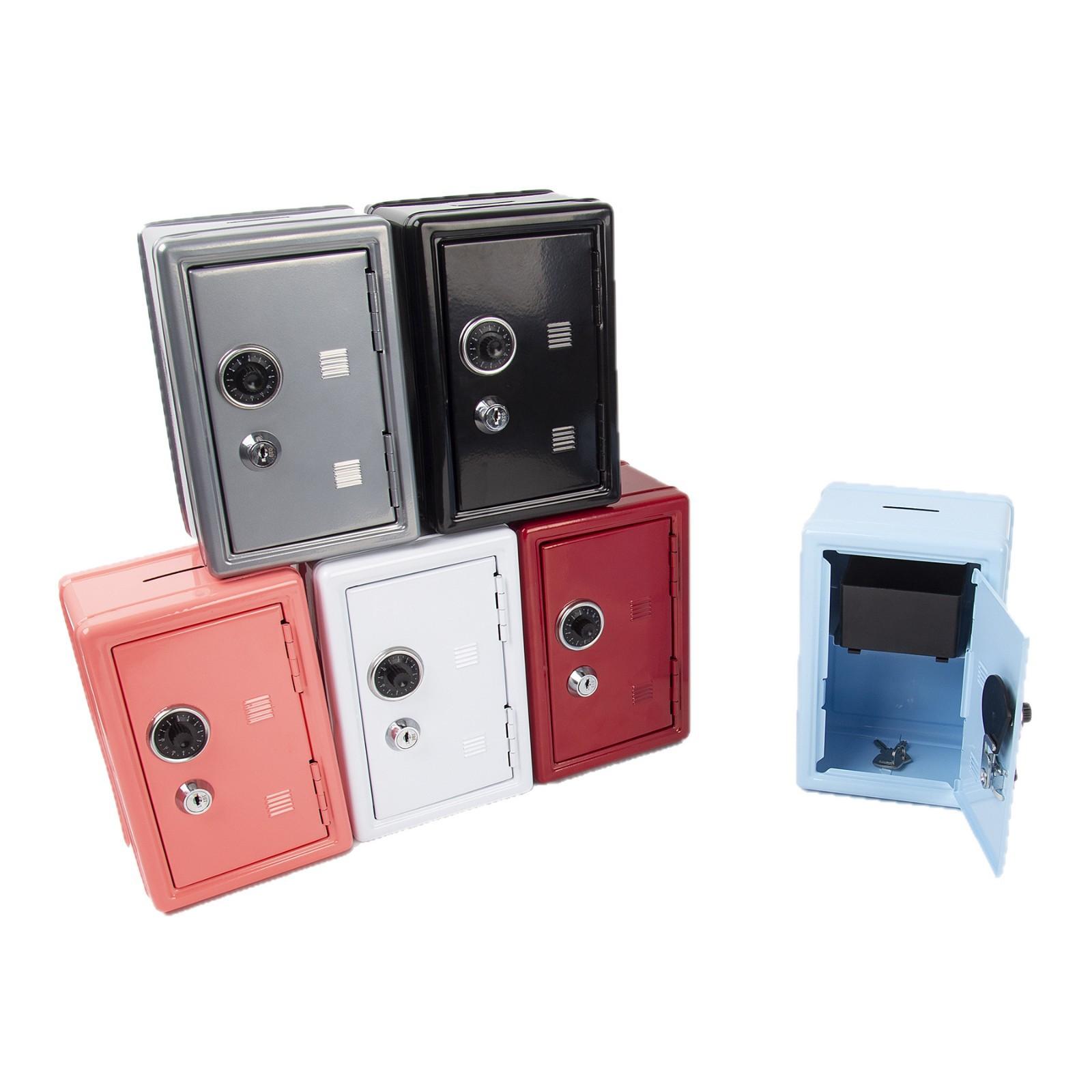 Mini Safe Piggy Bank, Creative Metal Storage Box with Password & Key Lock, Cash & Coin Organizer