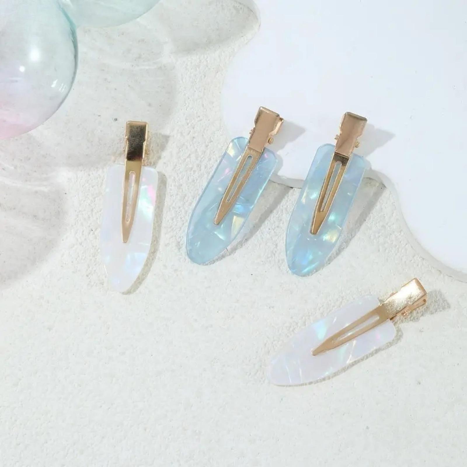 Women’s Flat Acetate Alligator Hair Clips Available In 4 Or 8 Pieces In Pink And White Shades, No-Crease Anti-Slip Hair Styling Accessory For Makeup Application, Salon Use And Daily Hairstyle Arrangement