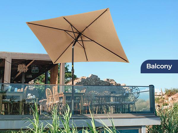 RoyalCraft 6.5 x 10FT Large Patio Umbrella, Outdoor Rectangle Umbrella with Aluminum Pole, Outdoor Table Market Umbrella with Crank, 6 Steel Ribs, Polyester Canopy for Patio Garden, Pool, Lawn, Backyard