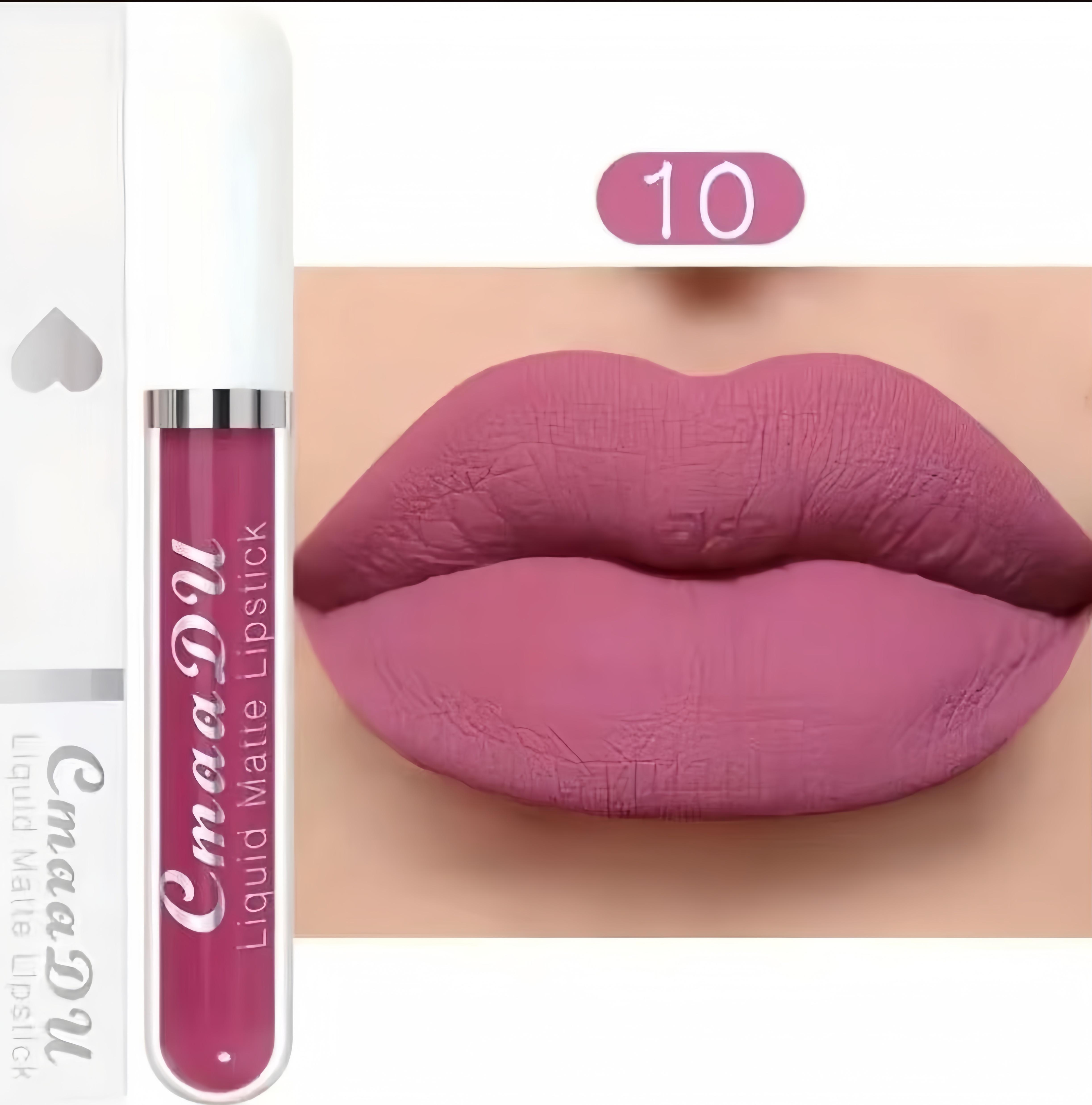 [10 Pcs] Liquid Matte Lipstick Set, Waterproof, Non-Sticky, Moisturizing, Fast-Drying, Long-Lasting,Shade,Suitable for All Skin Types, Cosmetic, Glossy Hydrating Lipgloss