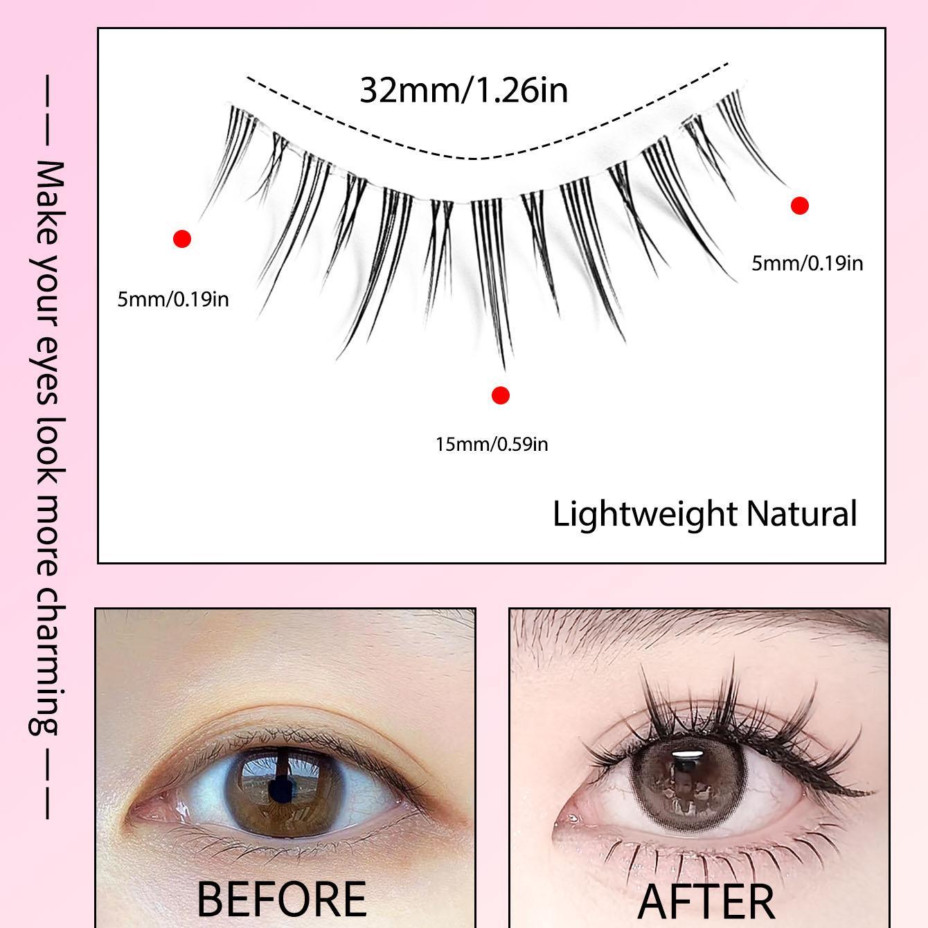 Babydoll Style Natural False Eyelashes, Soft Smooth Cartoon Fairy Design, Perfect for Role Play, Reusable, Single Unit