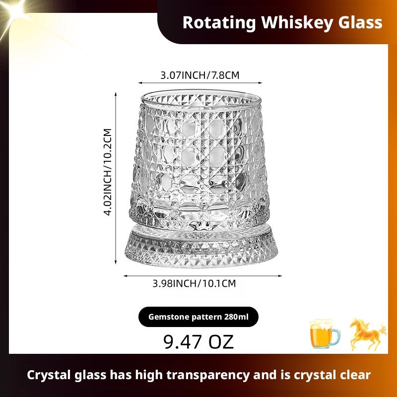 Luxury Whiskey Glass Rotating Cup, Crystal Glass Wine Cup, Home Use Beer Mug, High-End Barware, Elegant Drinkware for Special Occasions
