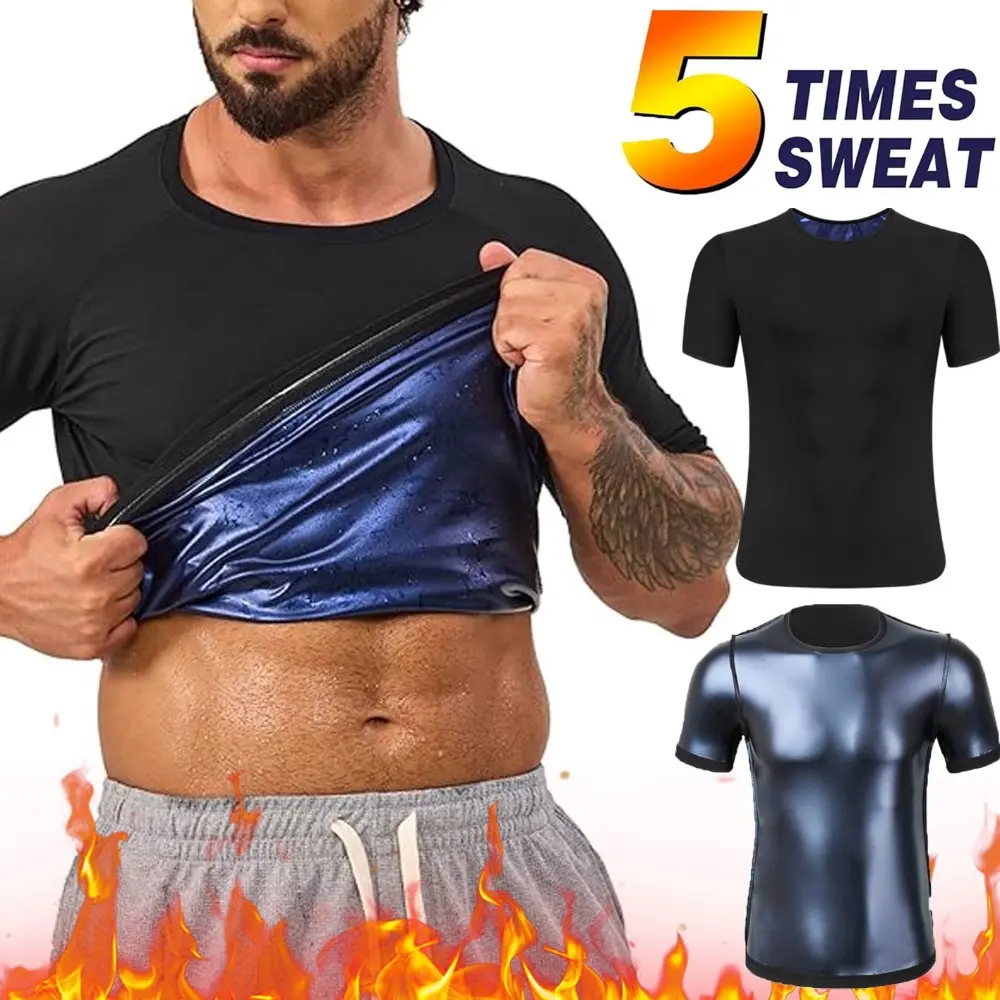 Men's Sauna Shirt Heat Trapping Sweat Suit, Gym T-Shirt Workout Shaper Tank Tops