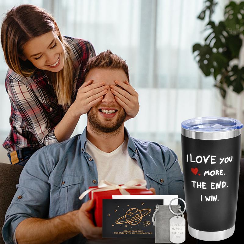 Christmas gifts for boyfriend   husband 20 oz  Water Bottles with Keychain Unique Ideal for bf mens Gifts under 50 house white   elephant  official Drinkware couples gift Portable Flasks Customized     birthday set Box Stainless Steel