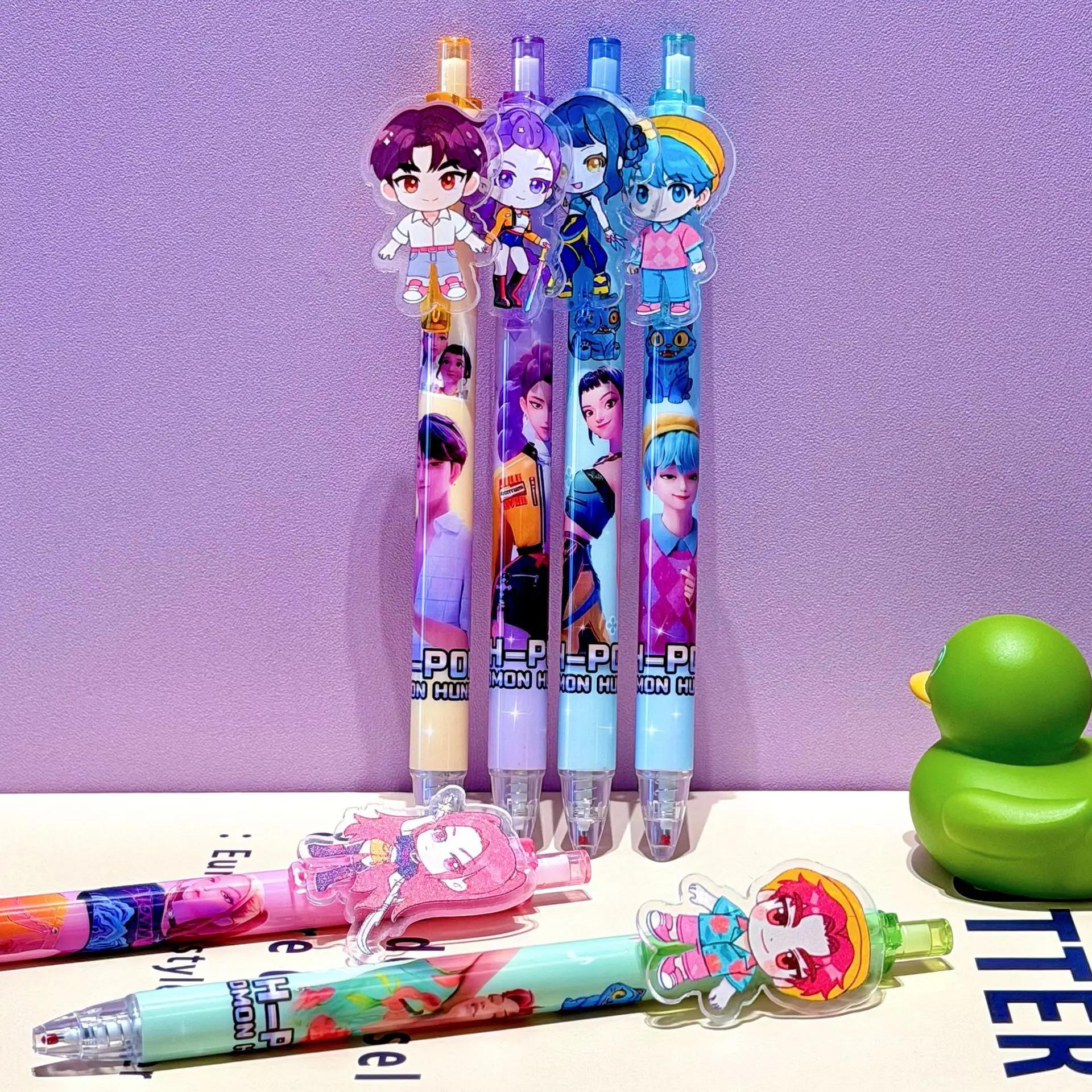 top1 KPop Demon Hunters Black Ink Pen Student Writinng Draw Gel Pen Anime Figure Stationery Study Supplies Gift 0.5mm Children's Day gift