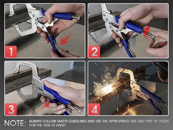 YESWELDER Locking C-Clamp Set of 3 Sizes (6, 9, 11 inches) | Robust Design, Heat-Treated Jaws, Chrome-Plated Alloy Steel | Home & Workshop Use