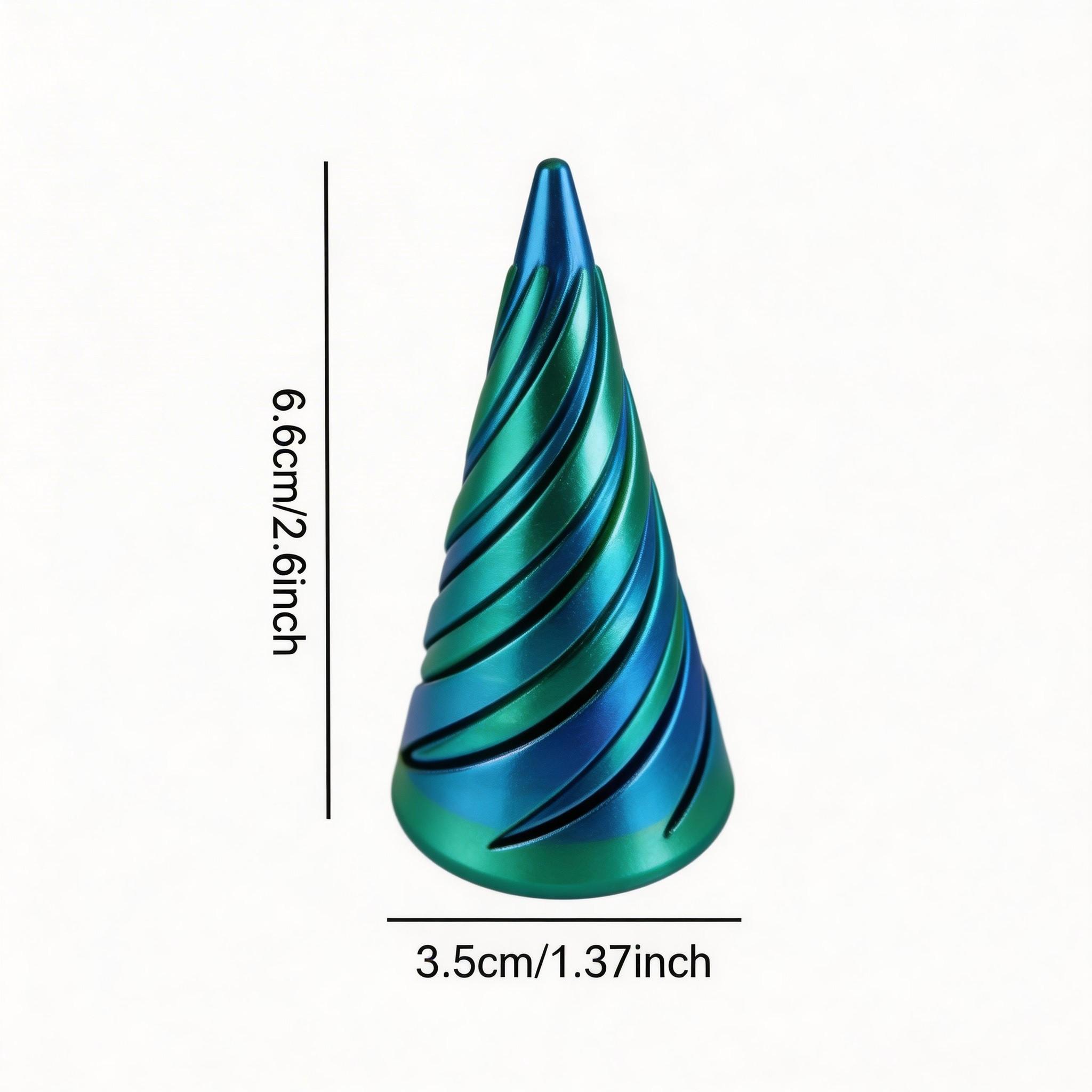 4pcs 6.6cm 3D Printed Stress Relief Cones, Trendy Colorful Rotating Toy, Adult Stress Reliever, Kids Educational Creative Toy, Office Desk Stress Relief Item