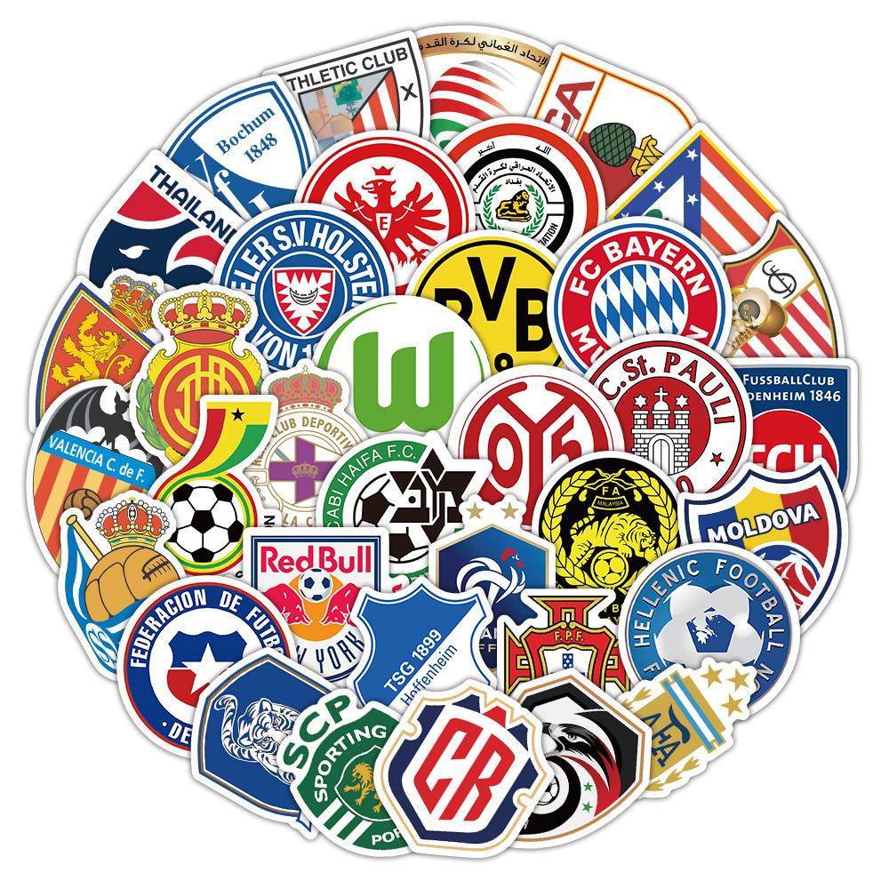 60 Sheets Football Team Logo Stickers, Sports Soccer Club Decals for Phone Case Laptop Water Bottle Decor