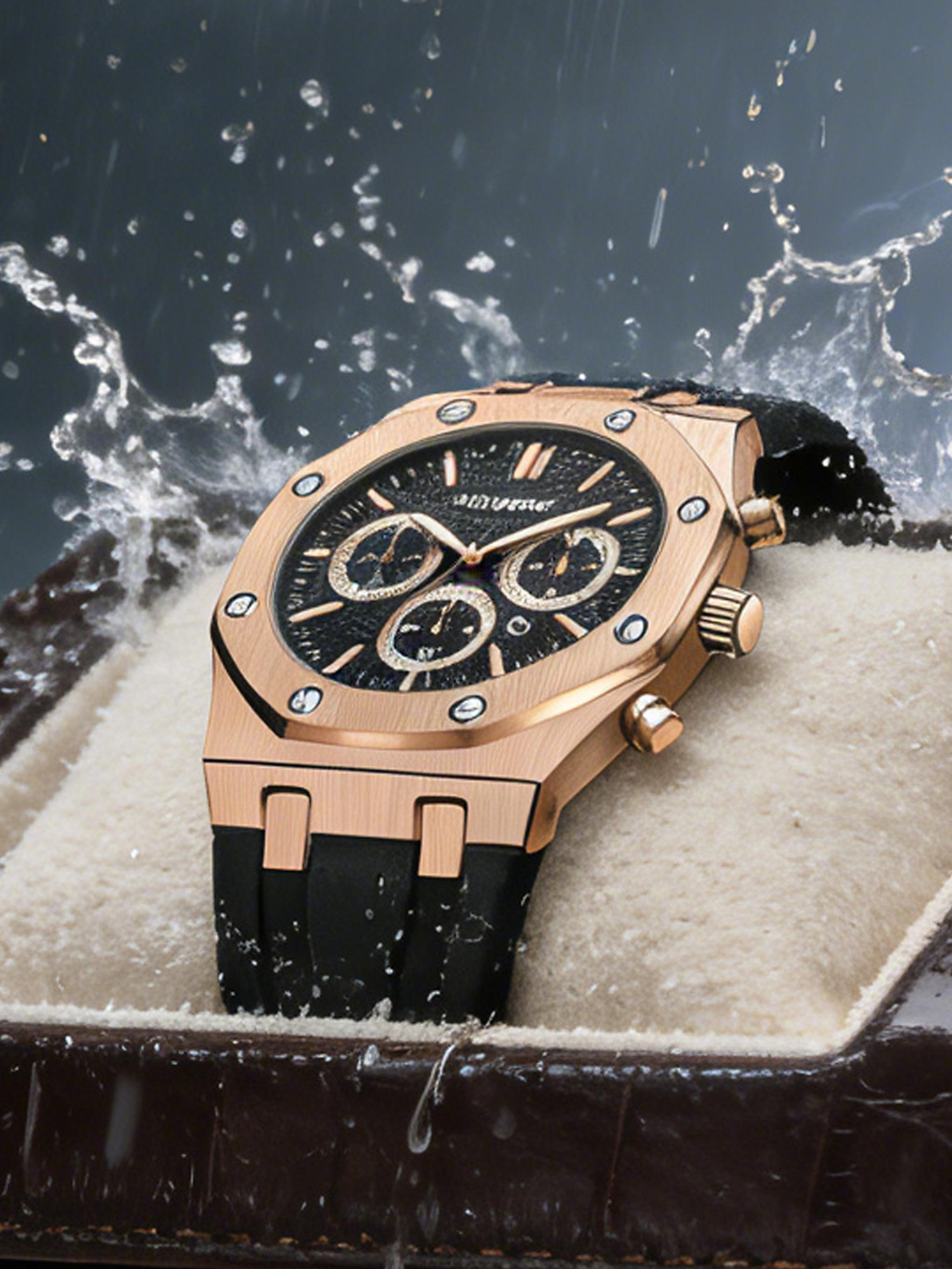 Men's Sporty Quartz Analog Watch with Silicone Strap, Analog Quartz Watches, Men's Stylish Watch for Any Occasion, Modern Fashionable Wristwatch for All Seasons, Casual Trendy Wristwatch detail 4