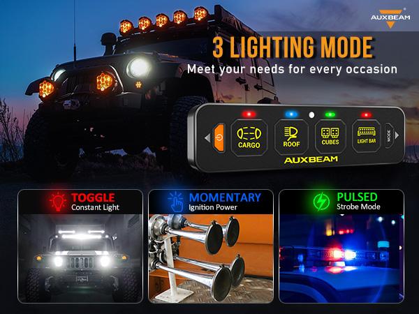 Auxbeam AS Series 4 Gang RGB Slim Switch Panel | AS-R40 car switch control