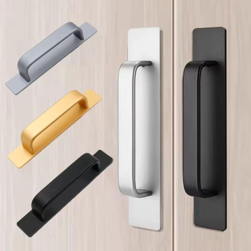 Modern Self-Adhesive Aluminum Alloy Door Handle, Easy-Install for Glass & Sliding Doors, Available in, Silver Color