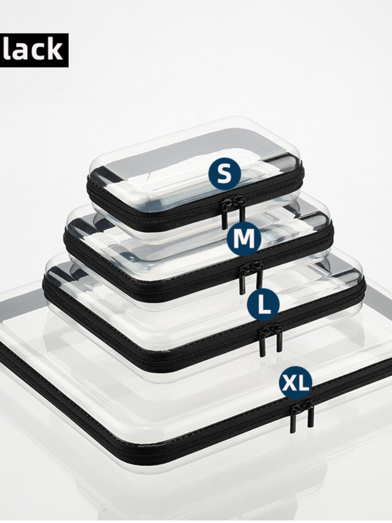 Advanced Transparent Hard Shell Zipper Case Set, 4-Piece PVC Storage Box, Portable Travel Organizer for Tools and Small Items