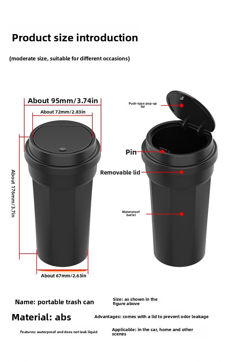 VehicleTrashBinCupHolderPhoneStorageCarOrganizingBoxFruitPeelBucket