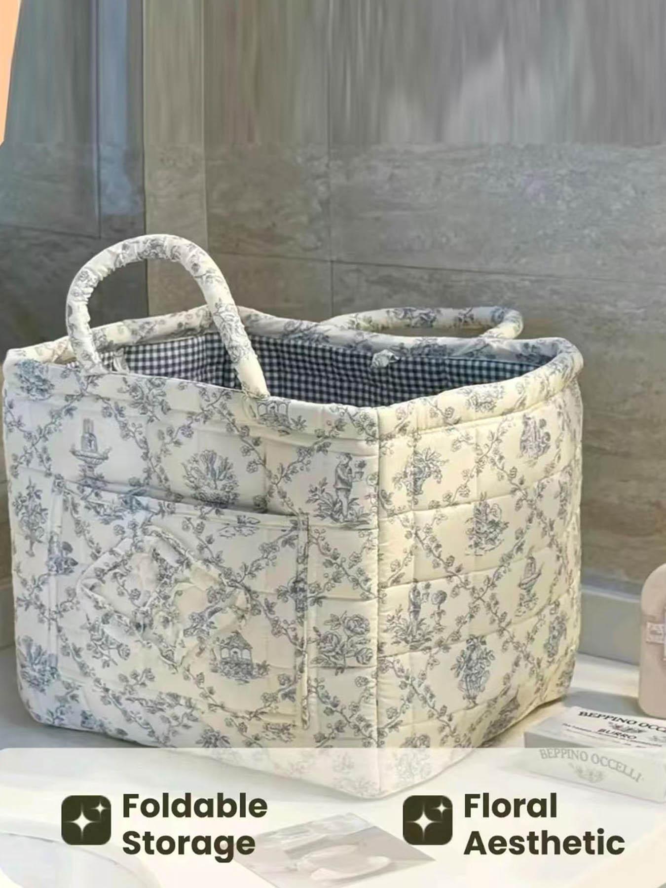 Elegant Home Storage Bag OrganizerMultipurpose Foldable Basket for Clutter Organization,Perfect for Living Room & Bedroom Use, Carrying Caddy, Portable Storage Basket