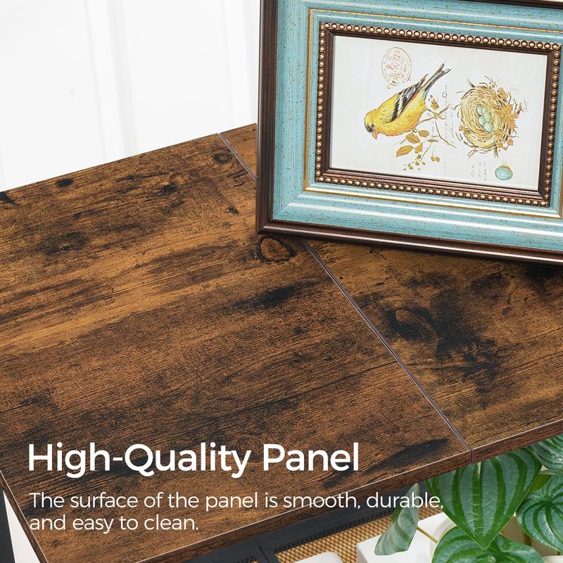 MAHANCRIS 3-Tier Mobile Printer Stand, Lockable Wheels Printer Cart with Power Outlets and 2 USB Ports, Storage Rack for Home Offices & Kitchen & Living Room Rustic Brown Organiser