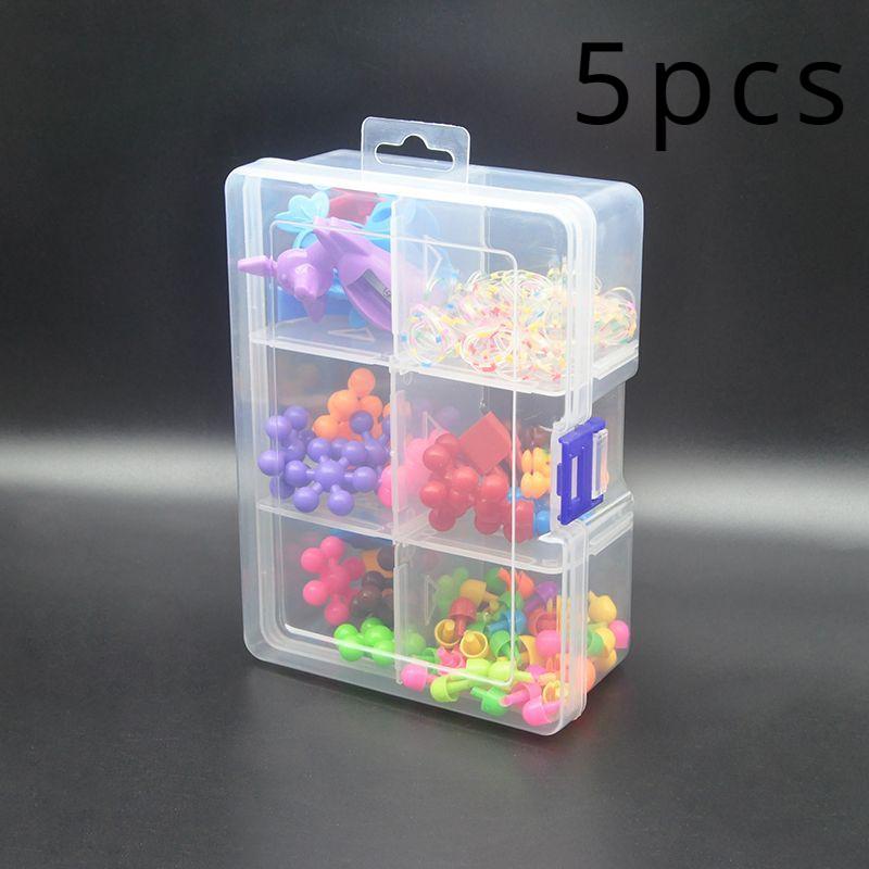 1/2/3/4/5pcs 6-Grid Pin Clip Box: Removable Dividers for Organizing & Hanging Items