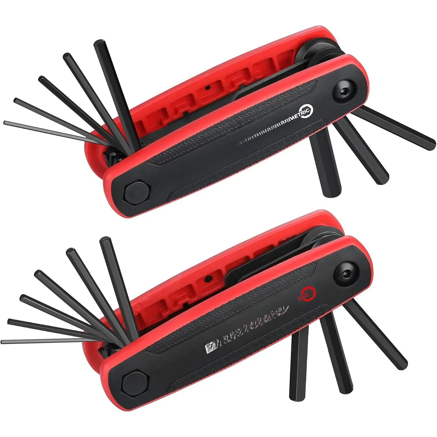 17 count Folding Allen Wrench Set SAE Metric Hex  | 2-Pack Portable Multitool Allen Key Kit, Cr-V Steel Hex , Chamfered Edges, SAE and Metric Sizes