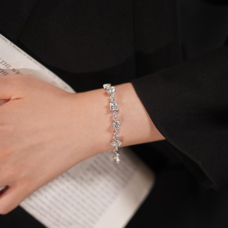 【#374】4CT Synthetic Moissanite Bracelet in 925 Sterling Silver 【#374】4CT Synthetic Moissanite Bracelet in 925 Sterling Silver