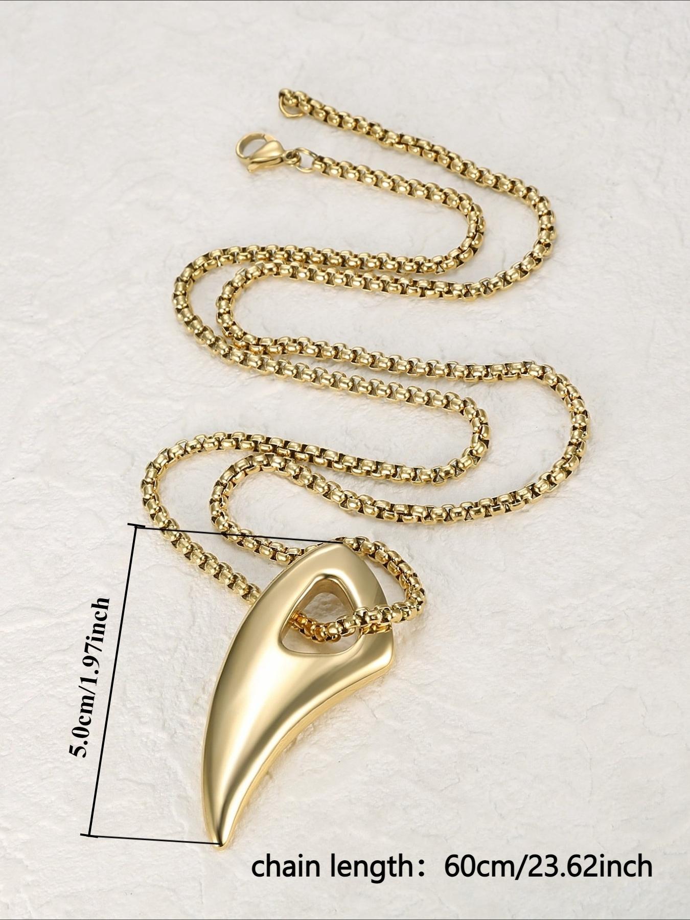 European and American Wolf Tooth Pendant Necklace, Simple and Trendy Stainless Steel Accessories, Versatile for Daily Use